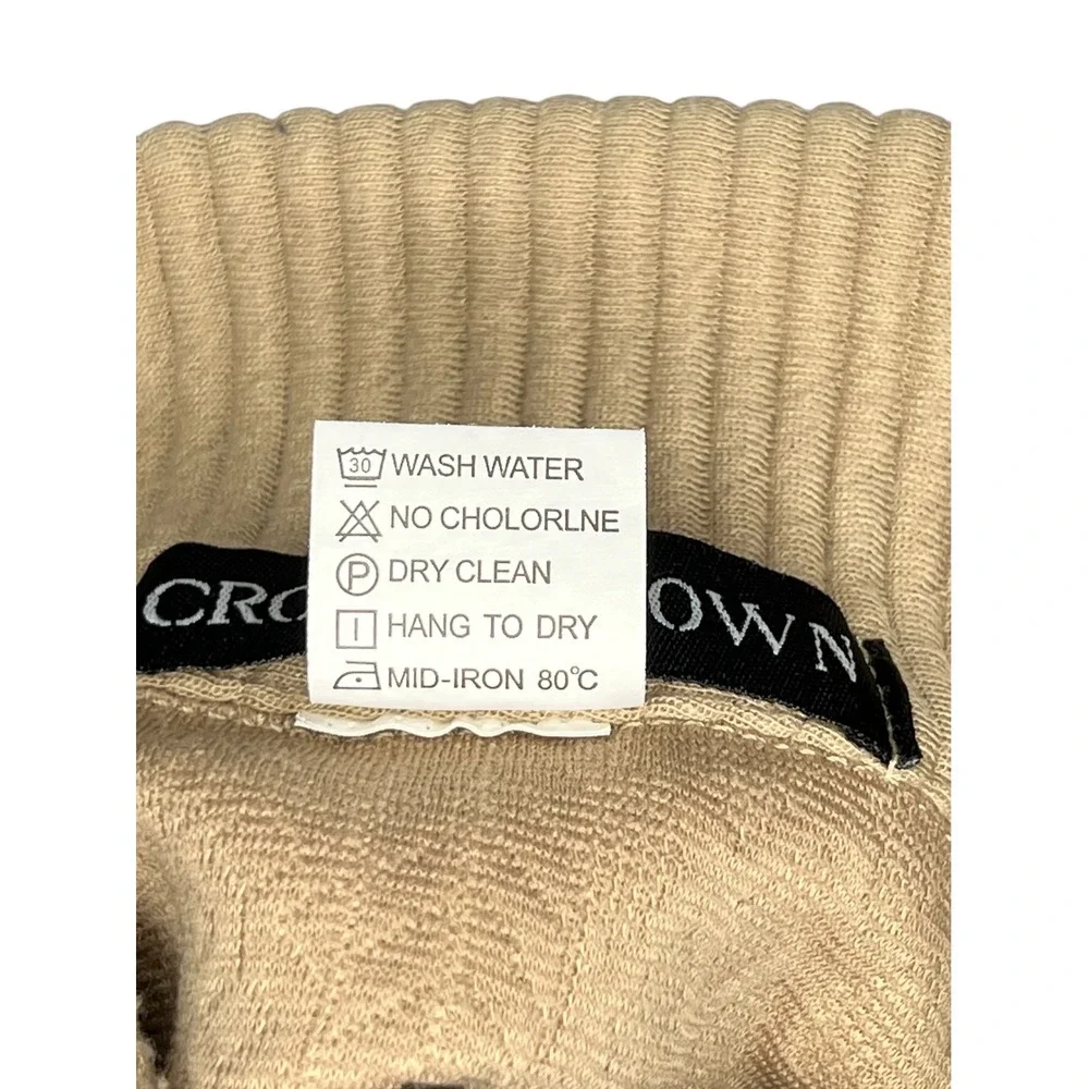 Cross & Crown Classic High Collar Knit Pullover Sweater – Men's Size XXL (Beige)